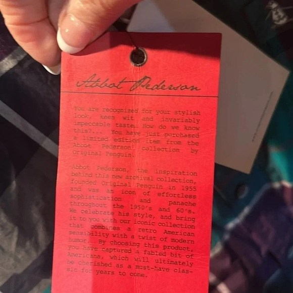 Original Penguin men’s XXL 598 grape Royal plaid long sleeve button down shirt - Picture 6 of 6